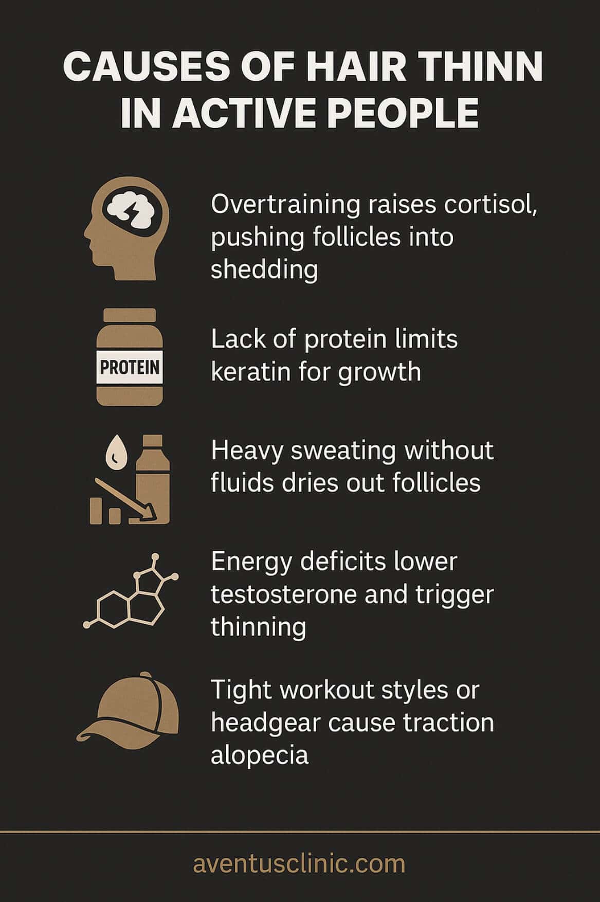 Causes of hair thinning on active people